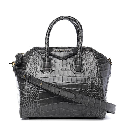 Givenchy Calfskin Crocodile Embossed Mini Antigona Storm Grey 1 of 10