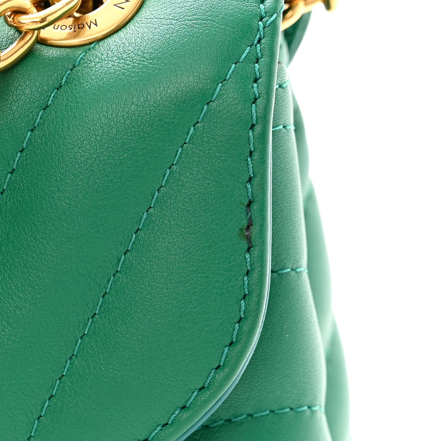 Calfskin New Wave Chain Bag MM NM Emerald