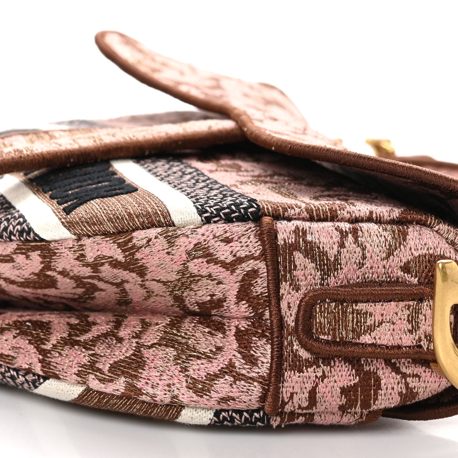 Christian Dior Canvas Embroidered Dioriviera Saddle Bag Metal Rose 10 of 10
