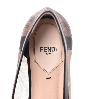 Fendi Mesh FF Skimmer Ballerina Flats 38 Tobacco Moro Black 9 of 9