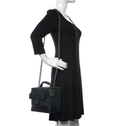 Chanel Iridescent Grained Calfskin Quilted Globe Trotter Vanity Case Black 2 of 12