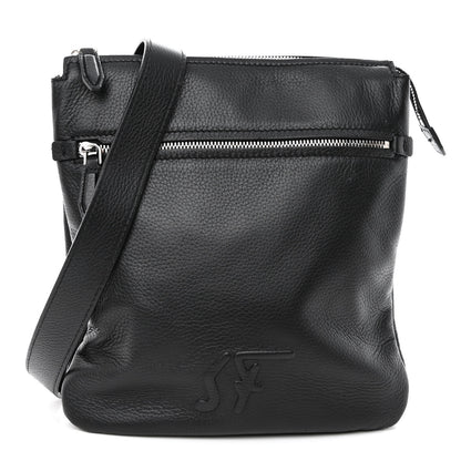 Salvatore Ferragamo Grained Calfskin Logo Shoulder Bag Black 1 of 10