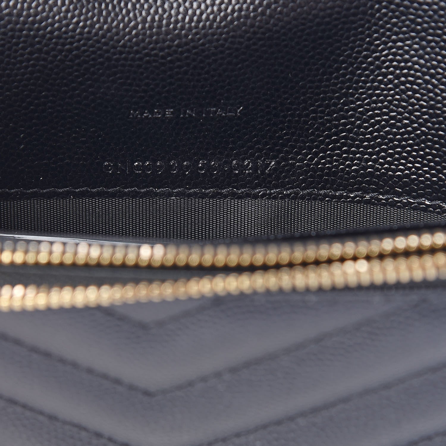 Saint Laurent Grain De Poudre Matelasse Chevron Monogram Envelope Chain Wallet Black 8 of 12