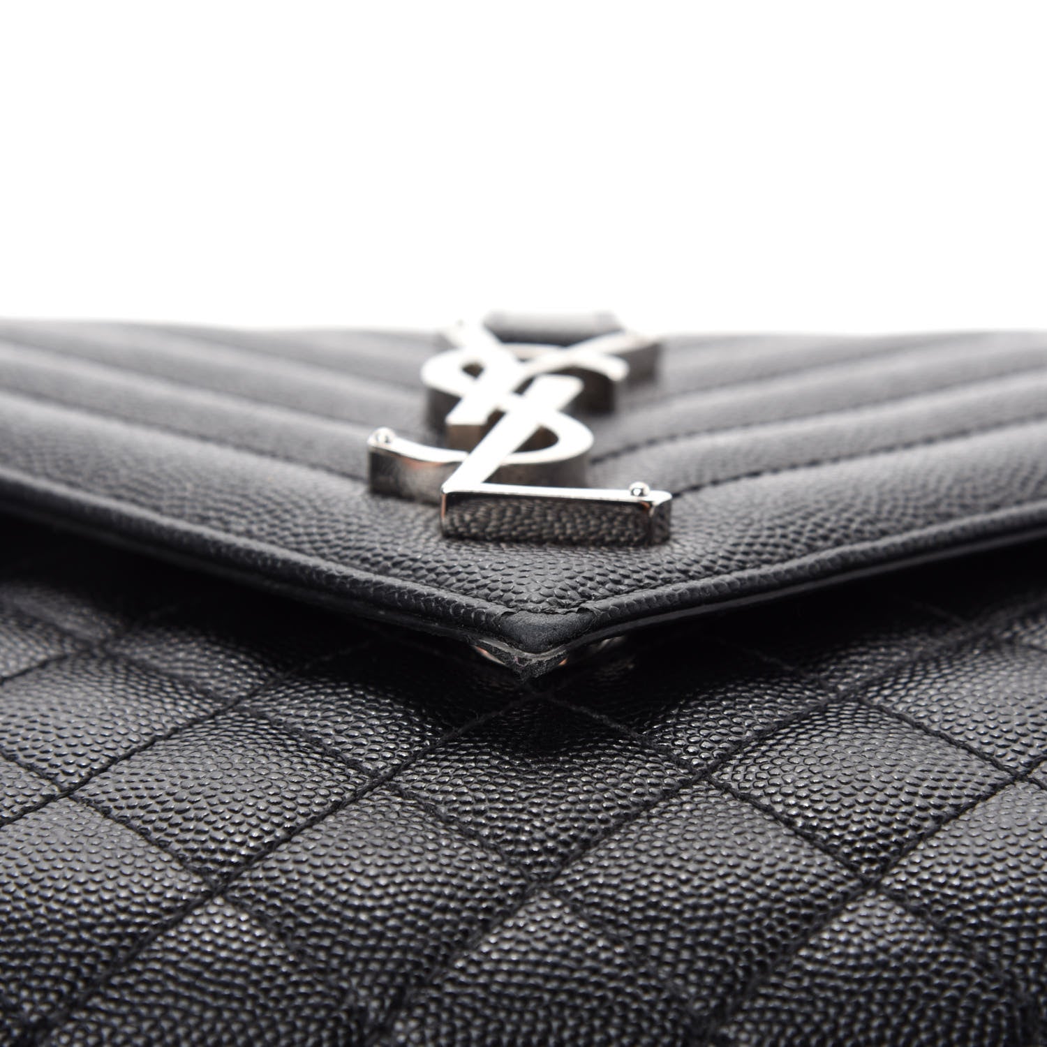 Saint Laurent Grain De Poudre Textured Mixed Matelasse Triquilt Medium Monogram Satchel Black 9 of 12