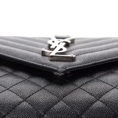 Saint Laurent Grain De Poudre Textured Mixed Matelasse Triquilt Medium Monogram Satchel Black 9 of 12