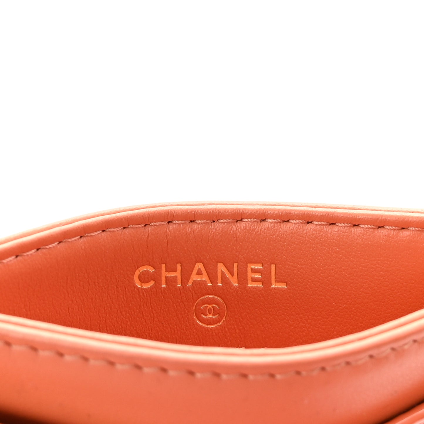 Patent Calfskin Quilted Card Holder Orange