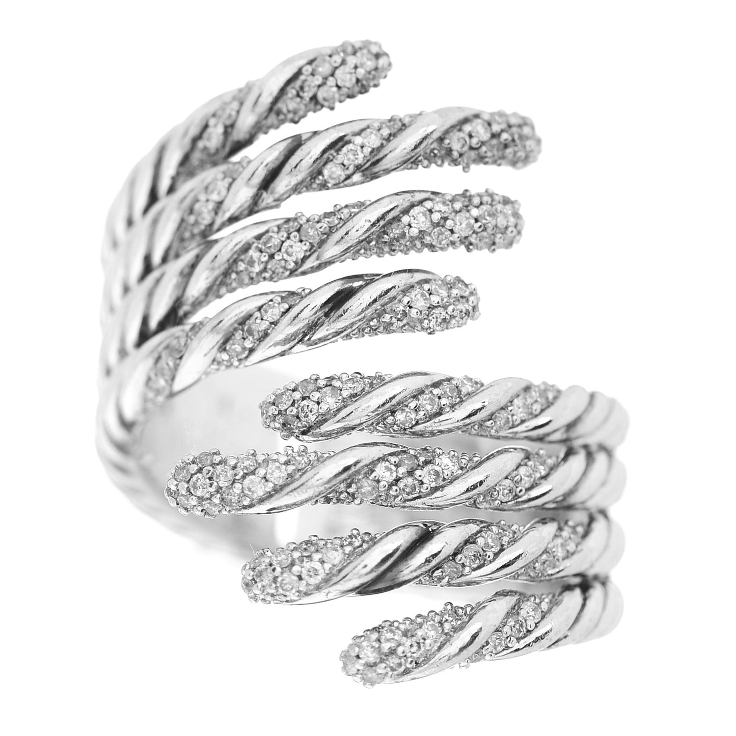 Sterling Silver Diamond Willow Open Four Row Ring 53 6.25
