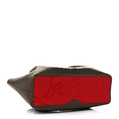 Christian Louboutin Crocodile Embossed Calfskin Spiked Small Cabarock Shopper Tote Silex 4 of 12