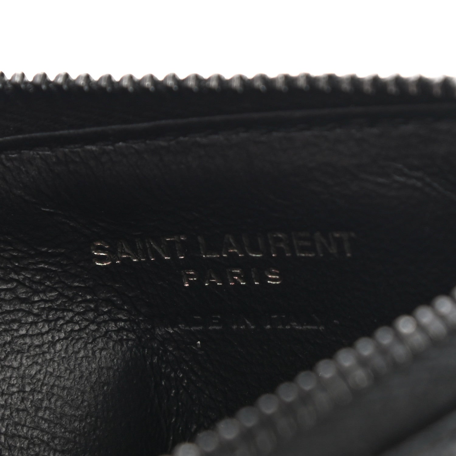 Saint Laurent Grain De Poudre Matelasse Chevron Monogram Fragments Zippered Card Case Black 6 of 8