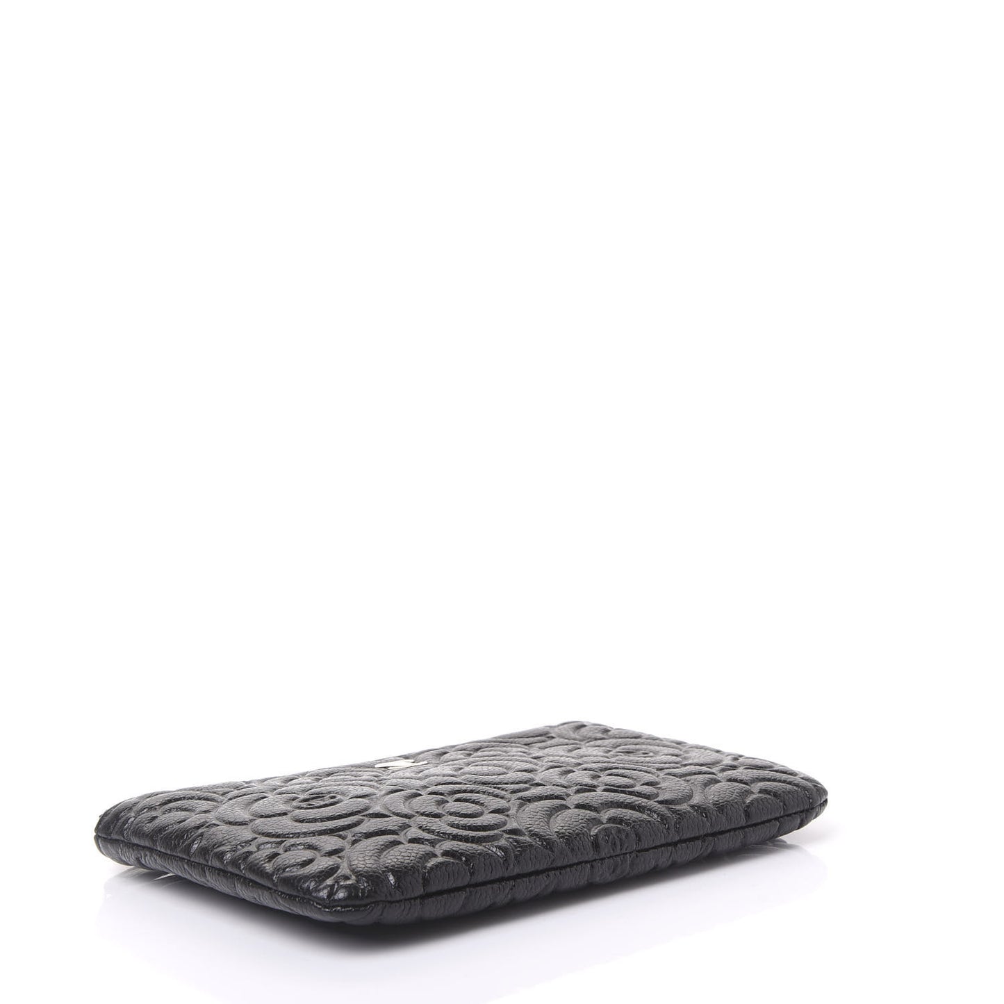 Caviar Camellia Embossed Cosmetic Pouch Black