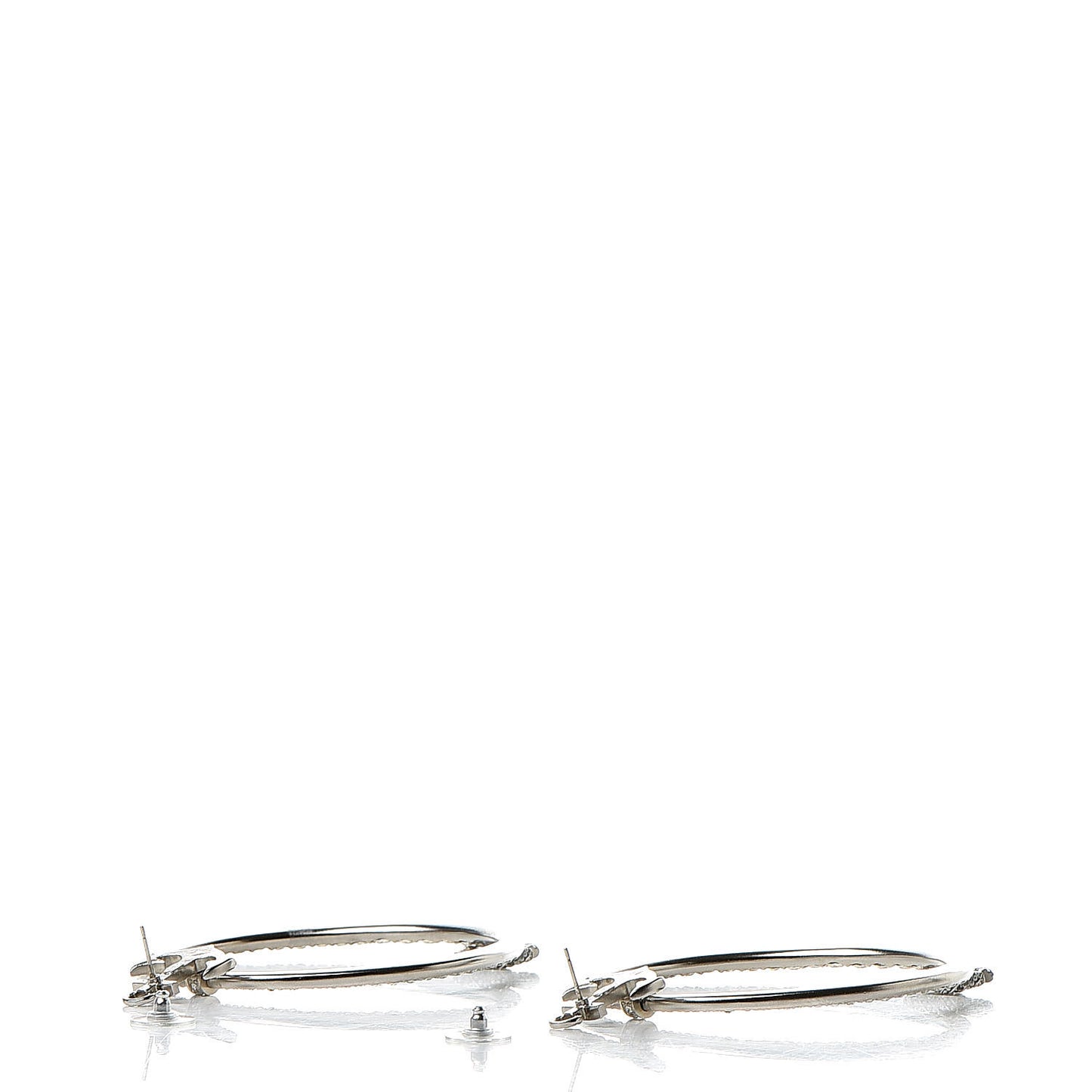 Crystal Anchor CC Hoop Earrings Silver