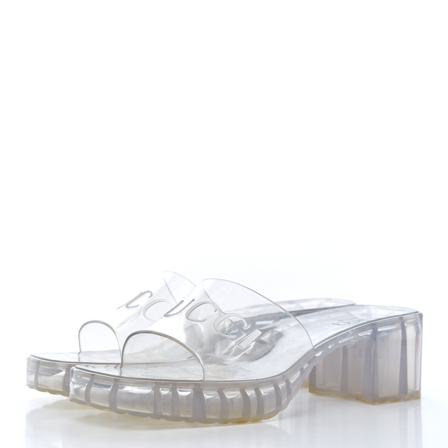 Rubber Gucci Logo Womens Platform 20/60mm Slide Sandals 39 Transparent