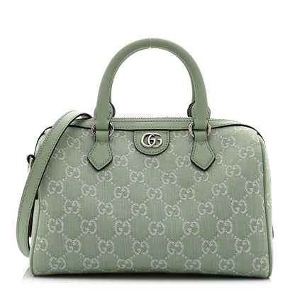 Gucci Summer Denim Calfskin GG Monogram Small Ophidia Top Handle Bag Pale Green 1 of 11