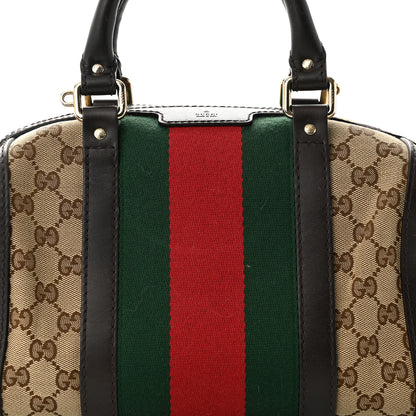 Gucci Monogram Vintage Web Small Boston Dark Brown 8 of 10
