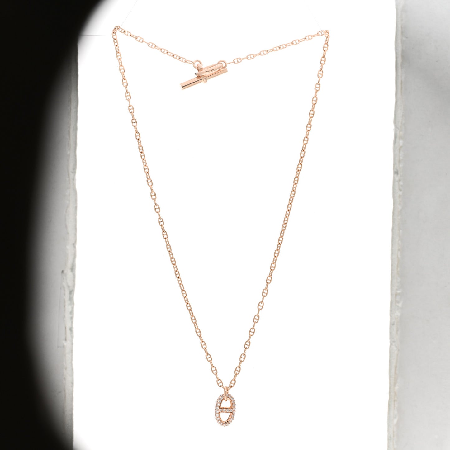 18K Rose Gold Diamond PM New Farandole Pendant Necklace ST
