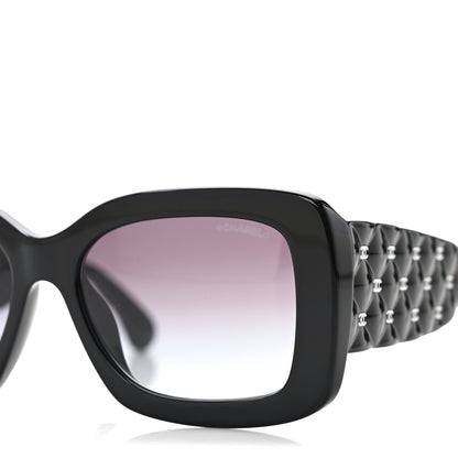 Chanel Acetate Quilted CC Rectangle Sunglasses 5483-A Black 5 of 8