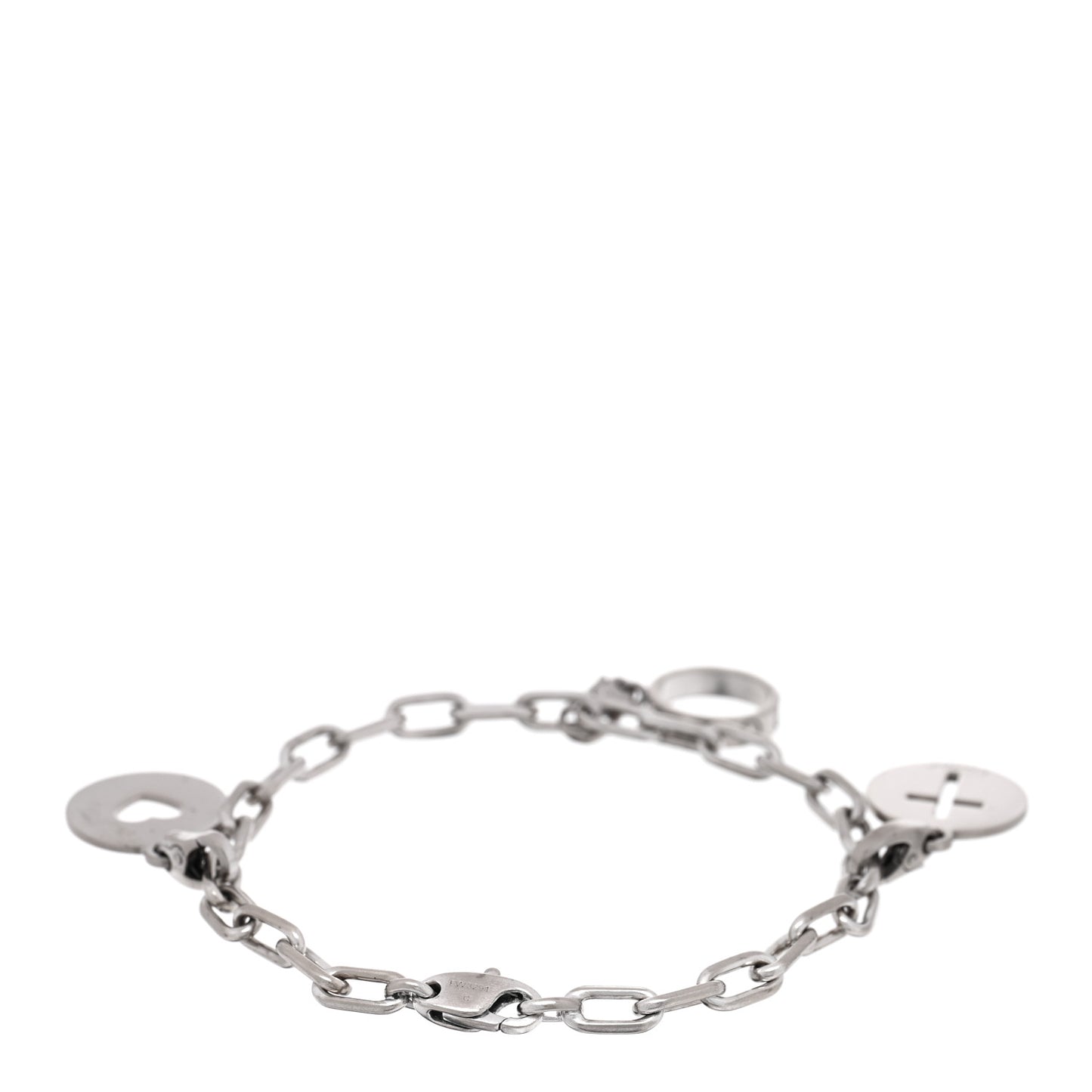 18K White Gold Heart Cross Love Charm Bracelet