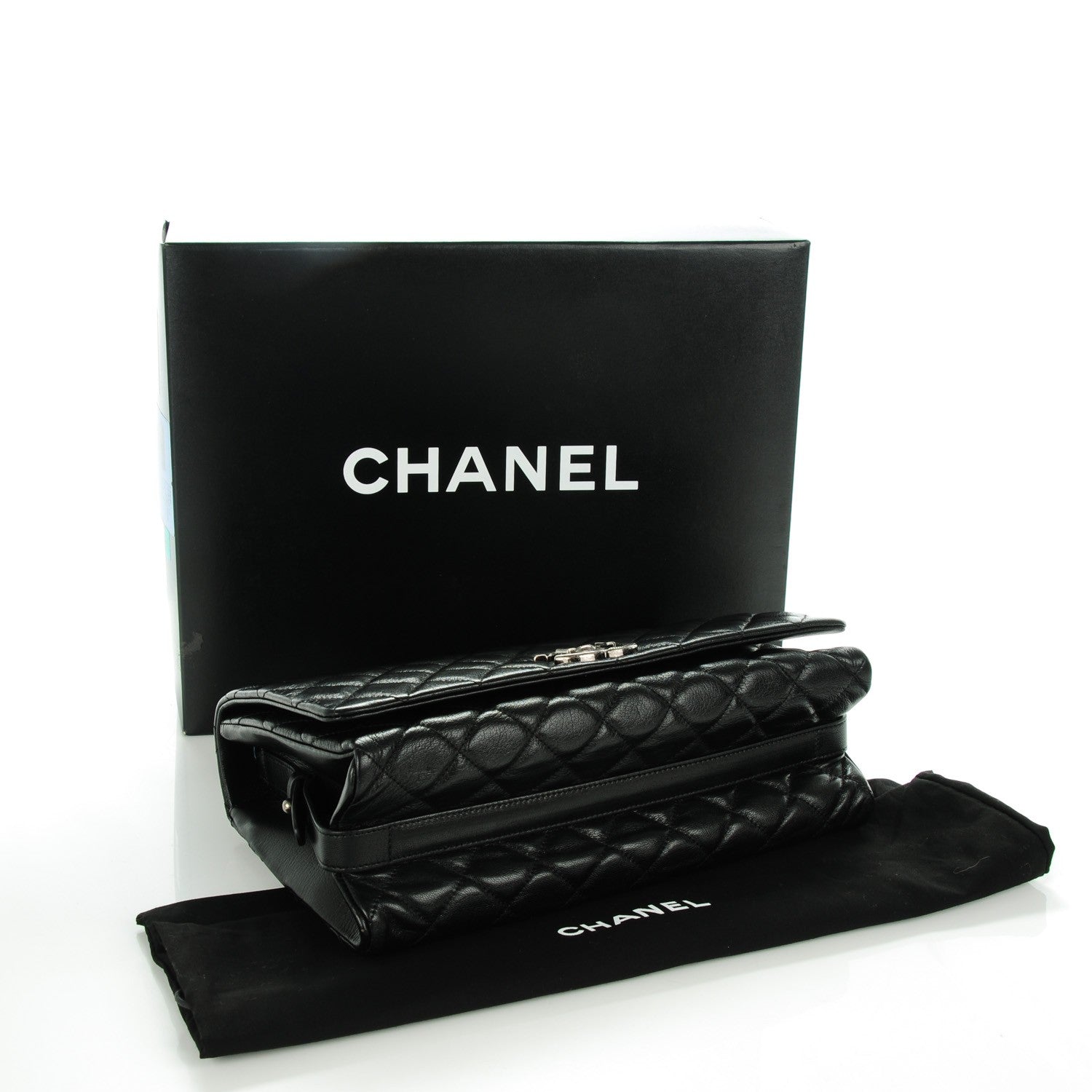Chanel Metallic Goatskin Quilted Large City Rock Flap Black 4 of 7