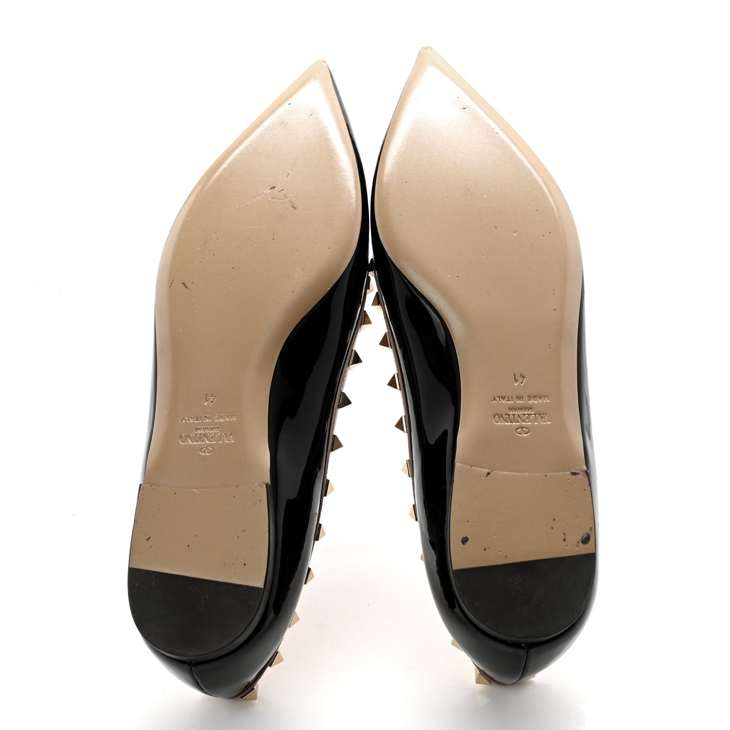 Patent Nappa Rockstud Ballerina Flats 41 Black Poudre