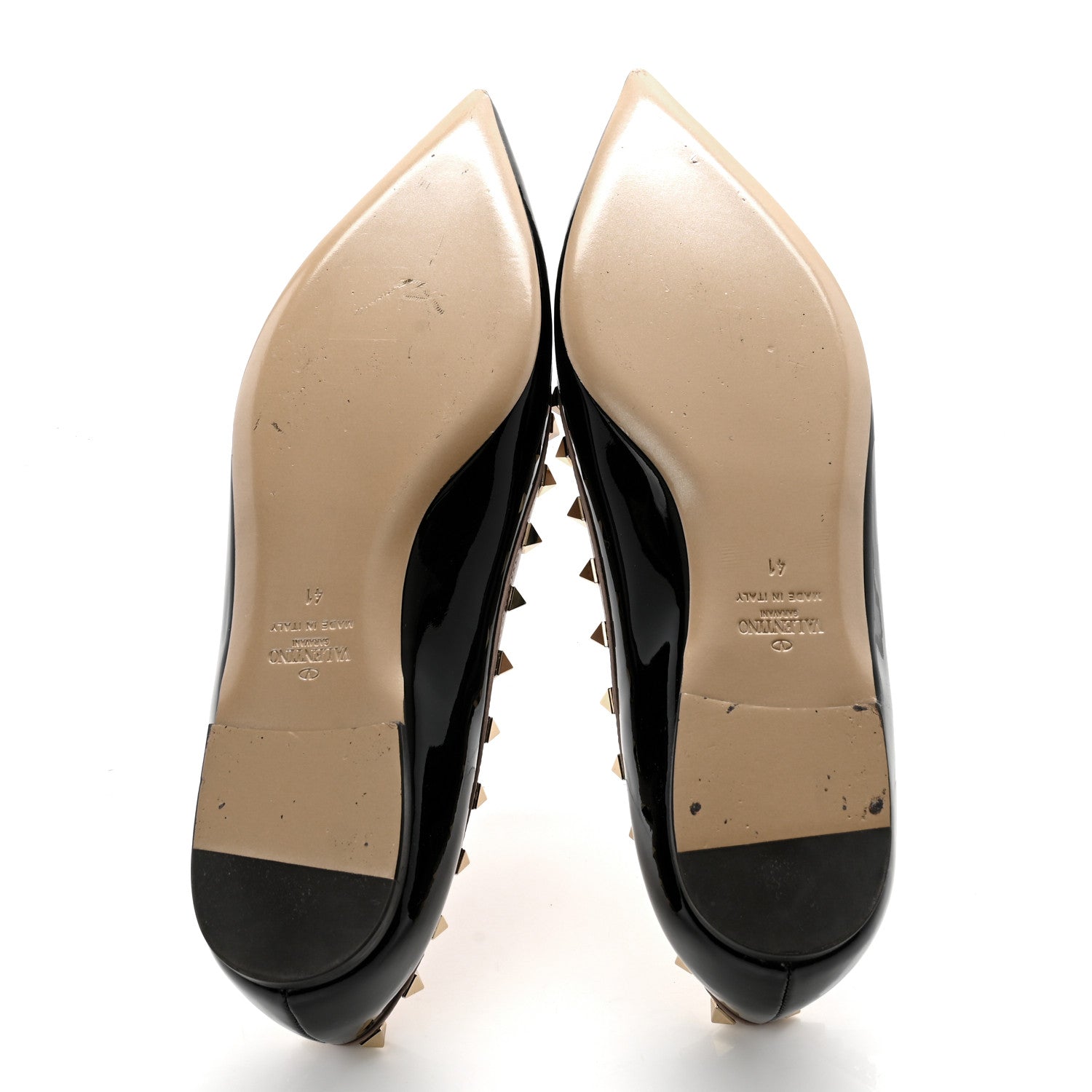 Valentino Garavani Patent Nappa Rockstud Ballerina Flats 41 Black Poudre 5 of 10