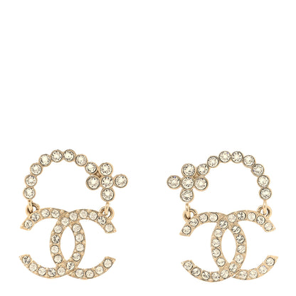 Chanel Crystal CC Earrings Gold 1 of 4