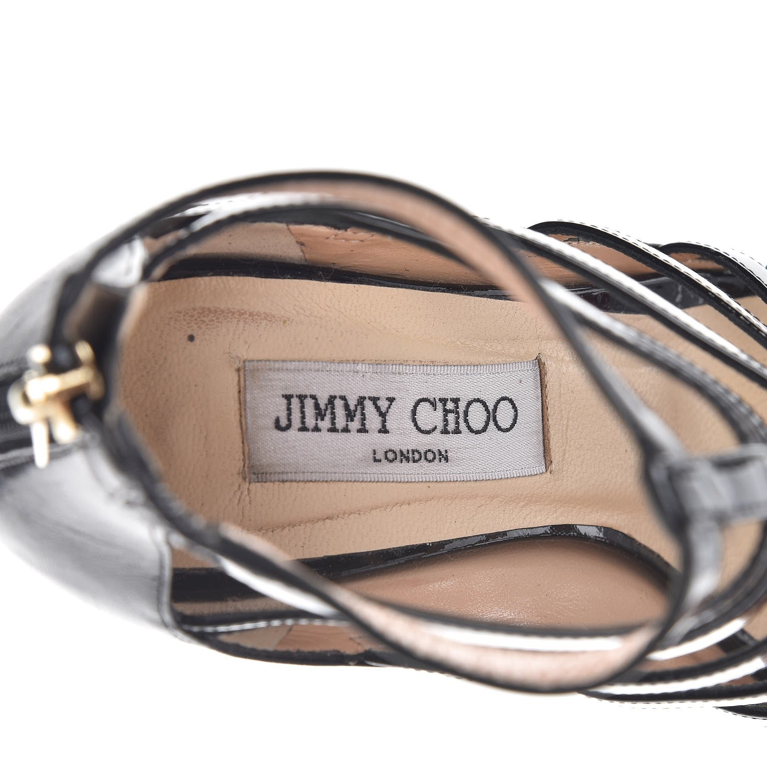 Jimmy Choo Patent Estoria Cage Sandals 36.5 Black 9 of 13
