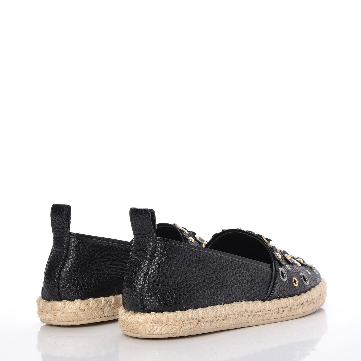 Calfskin Tropical Bloom Espadrille Flat 36 Black