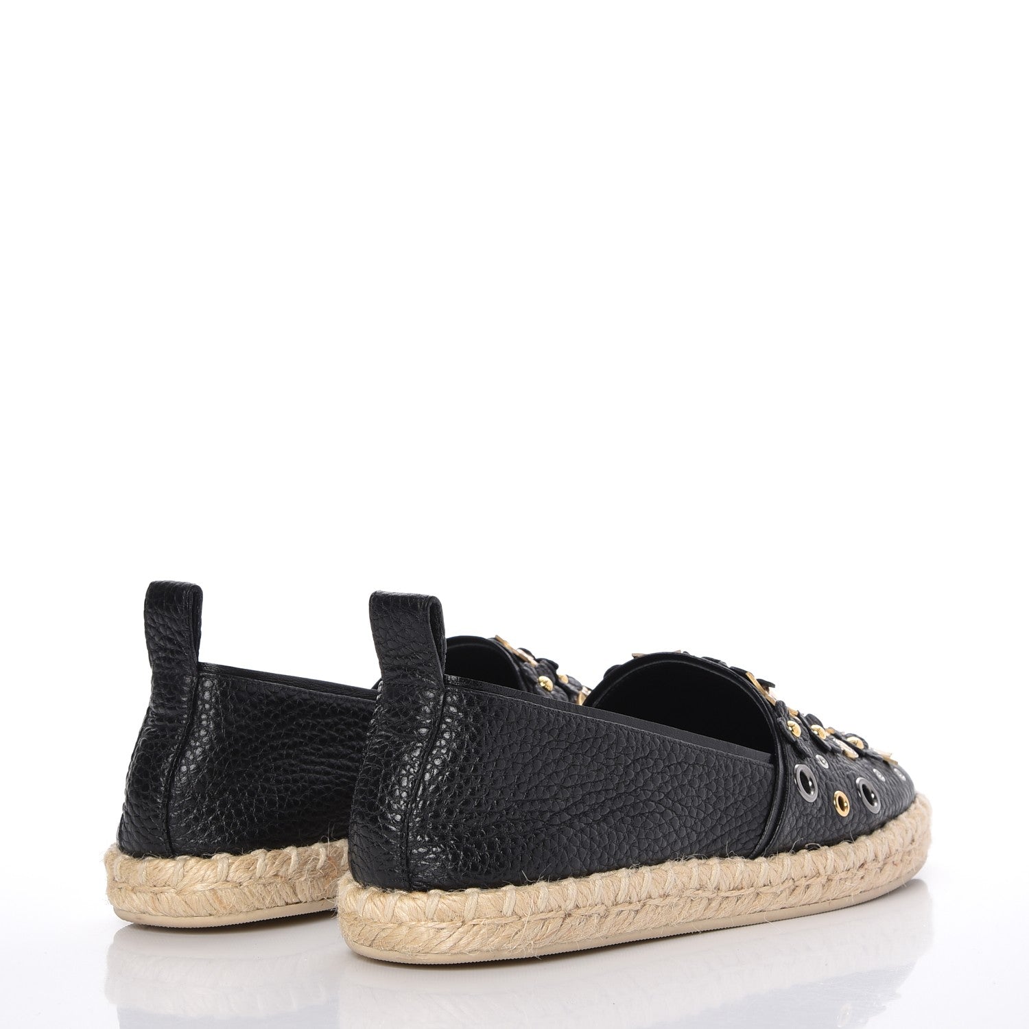 Louis Vuitton Calfskin Tropical Bloom Espadrille Flat 36 Black 4 of 9