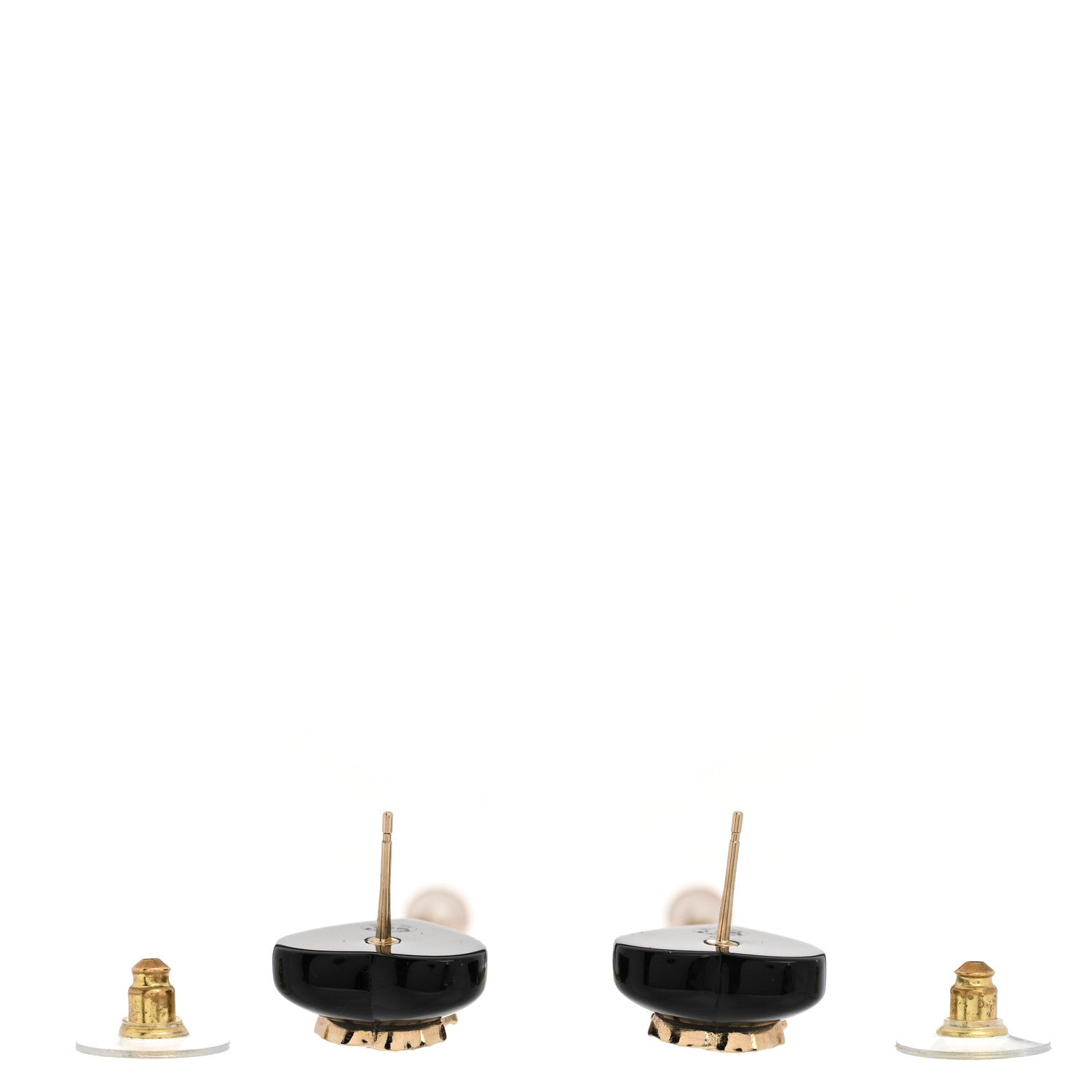 Chanel Resin Crystal Pearl CC Heart Chain Earrings Black Gold 3 of 4