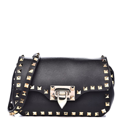 Valentino Garavani Vitello Mini Rockstud Flap Saddle Crossbody Bag Black 1 of 11