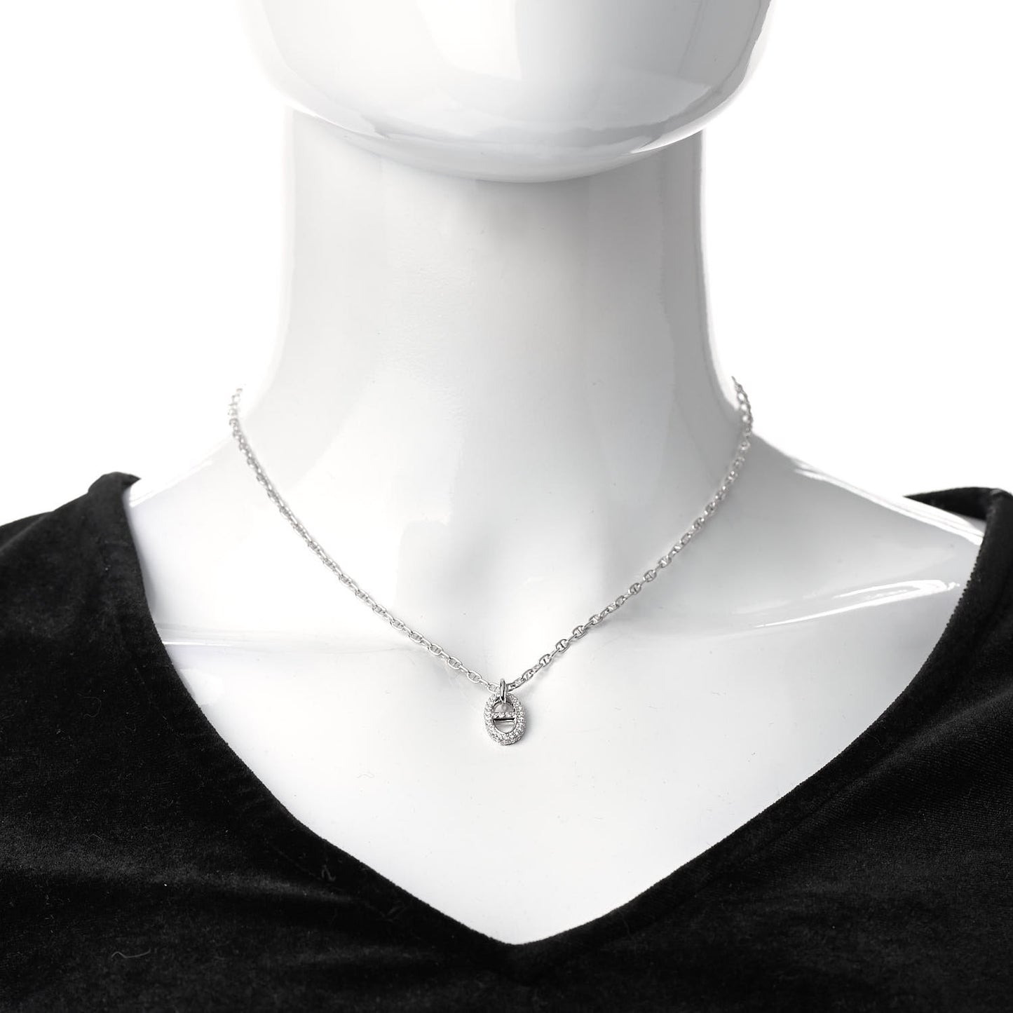 18K White Gold Diamond New Farandole Pendant Necklace