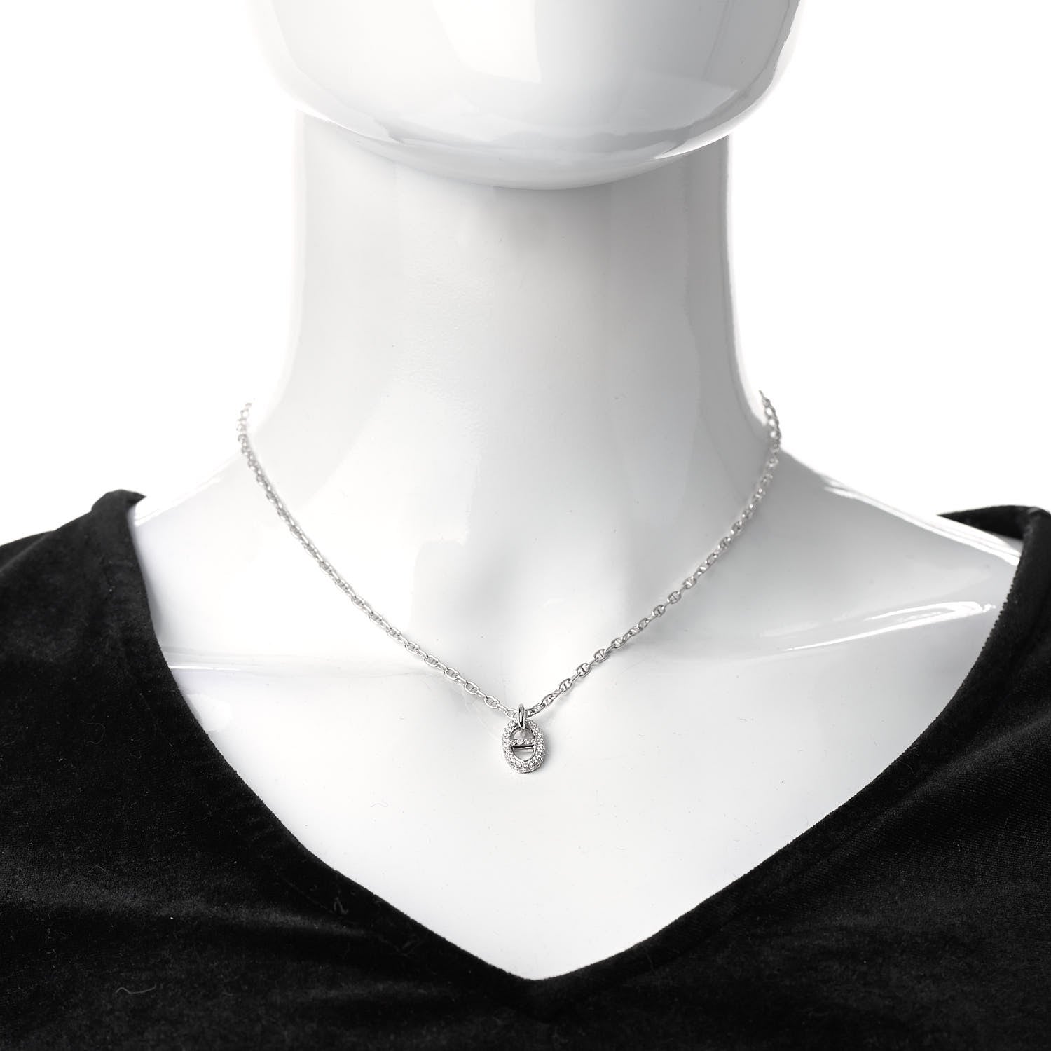 Hermes 18K White Gold Diamond New Farandole Pendant Necklace 2 of 5