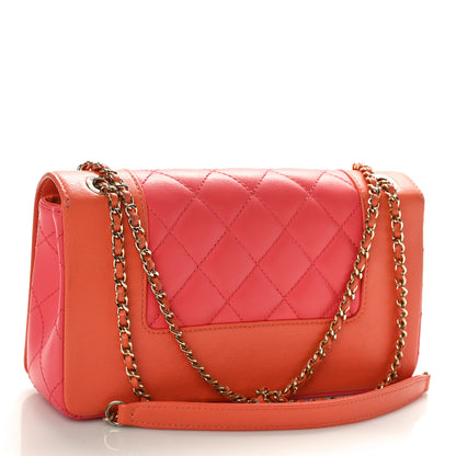 Chanel Sheepskin Quilted Medium Vintage Mademoiselle Flap Coral Orange 2 of 10