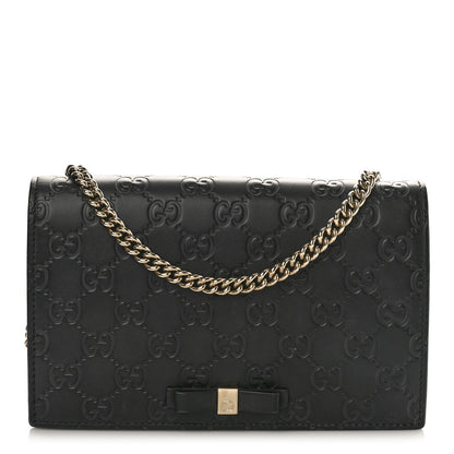 Gucci Guccissima Signature Bowy Chain Wallet Black 1 of 9