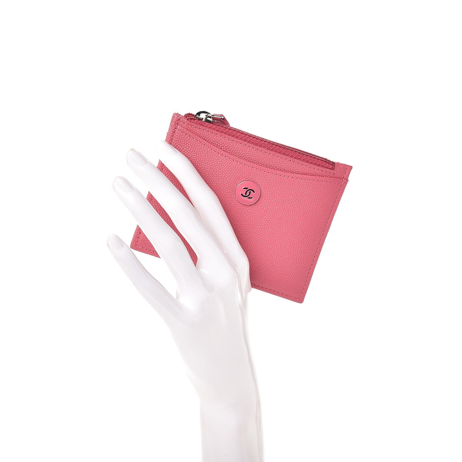 Chanel Caviar CC Zip Card Holder Pink 2 of 7