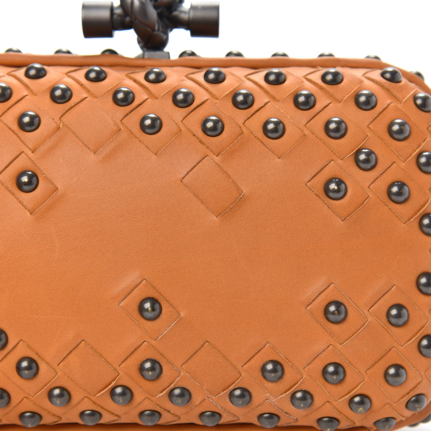 Bottega Veneta Waxy Nappa Intrecciato Knot Studded Clutch Topaz 10 of 10