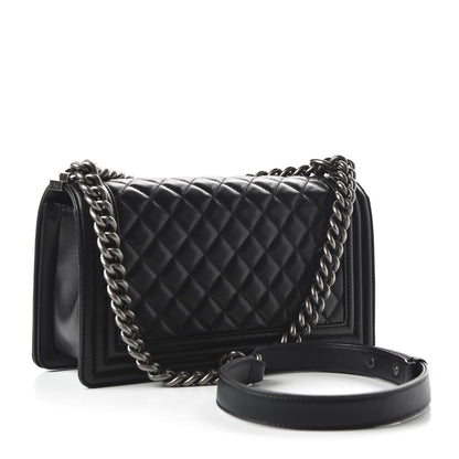 Chanel Lambskin Quilted Medium Boy Flap Black 2 of 10