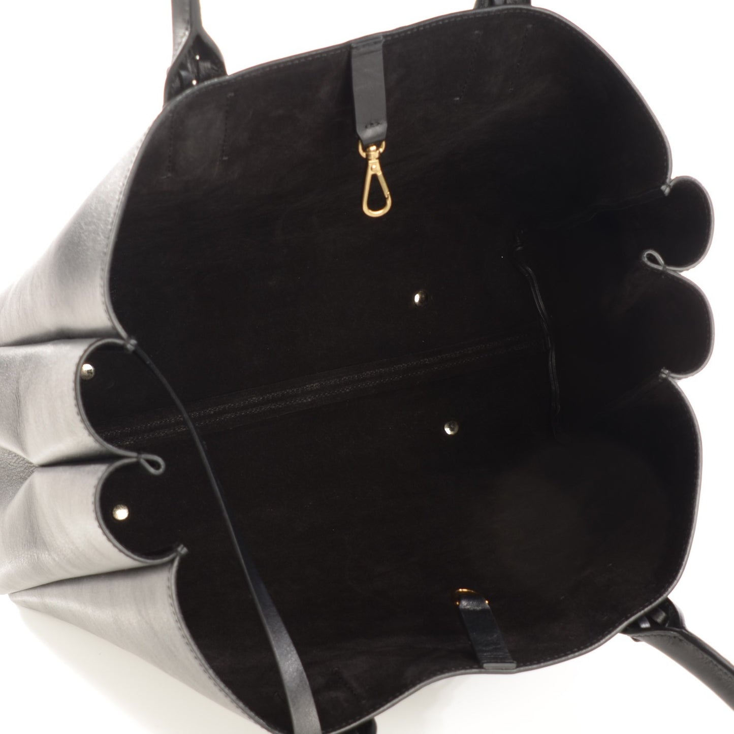 LANVIN Smooth Calfskin Small Fringe Shopper Tote Black