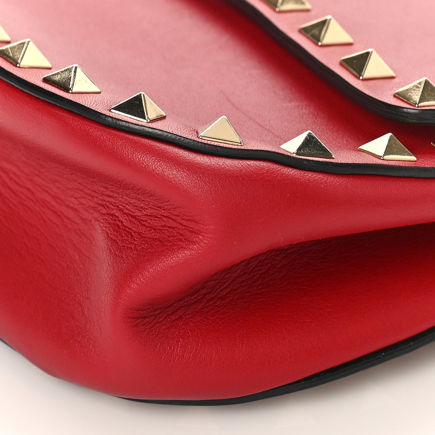 Vitello Mini Rockstud Crossbody Saddle Bag Red