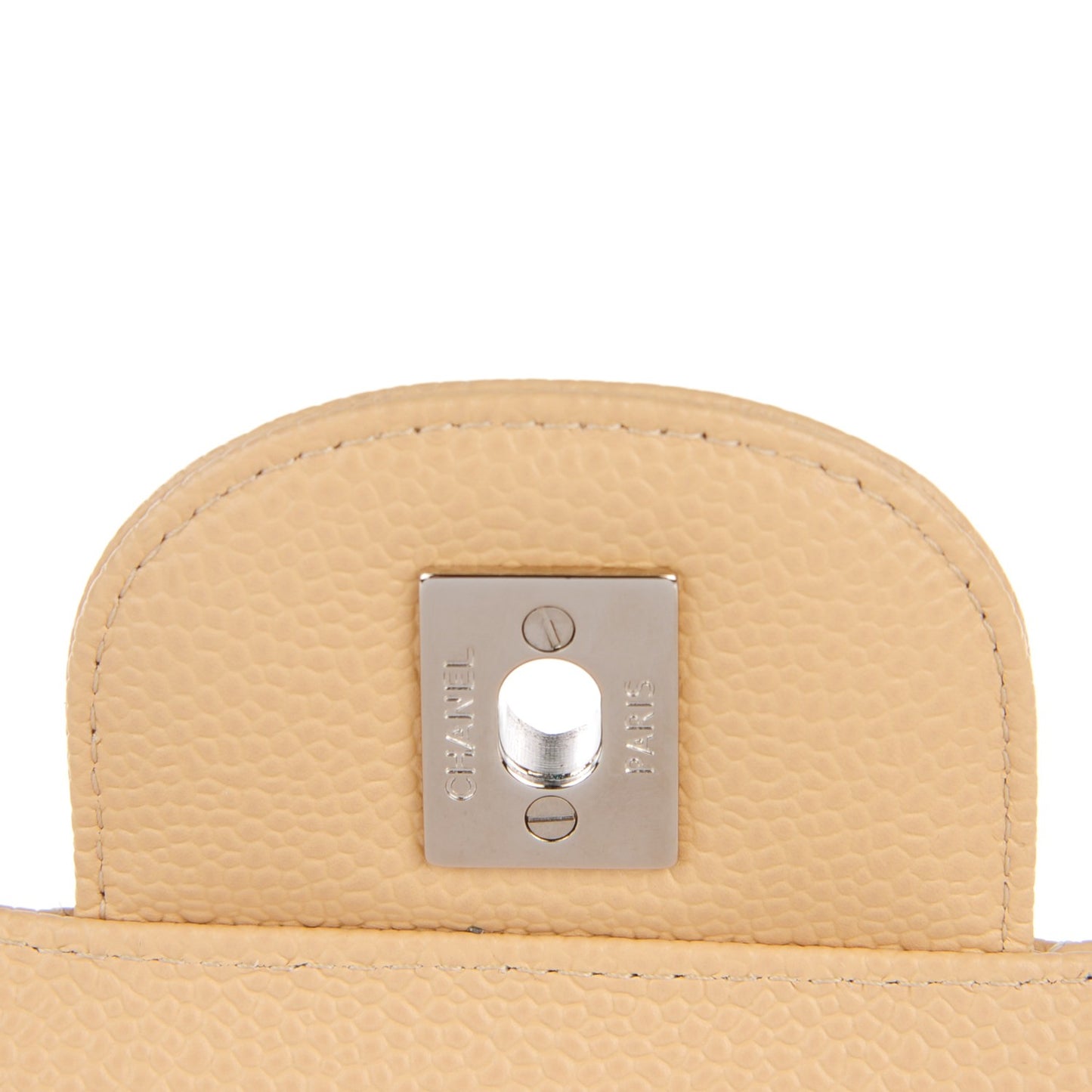 Caviar Quilted Jumbo Double Flap Beige Clair