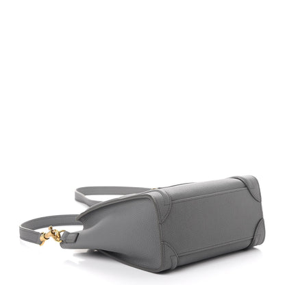 Celine Drummed Calfskin Nano Luggage Kohl 4 of 8