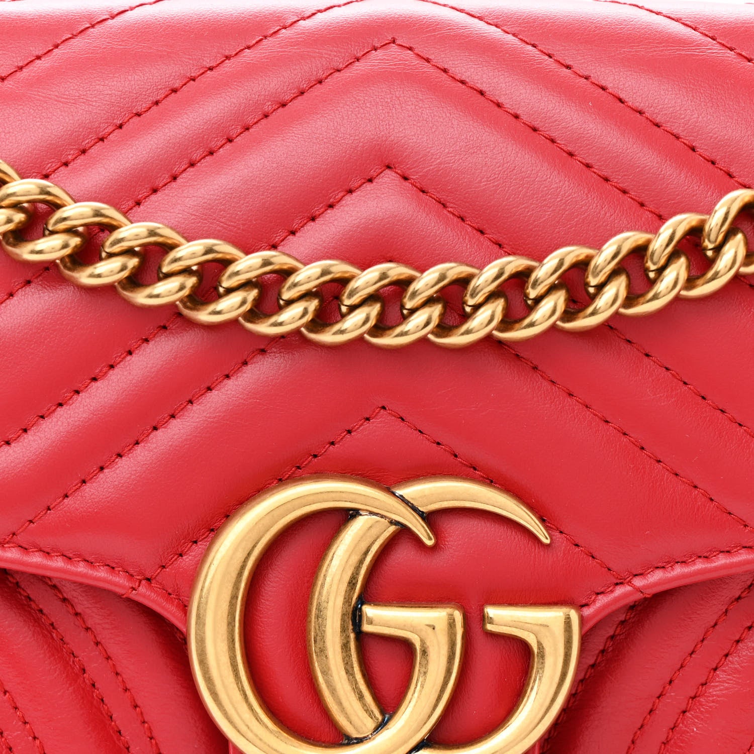 Gucci Calfskin Matelasse Small GG Marmont Shoulder Bag Hibiscus Red 8 of 11