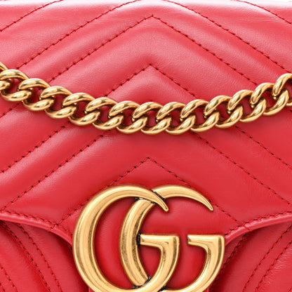 Gucci Calfskin Matelasse Small GG Marmont Shoulder Bag Hibiscus Red 8 of 11