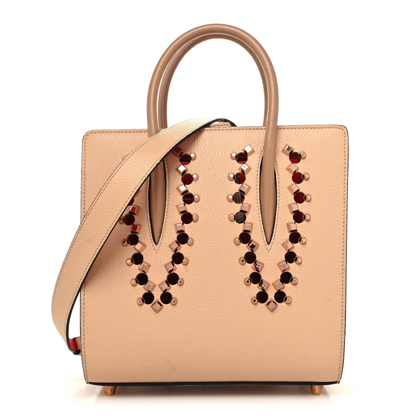 Calfskin Patent Studded Small Paloma Naturel Rose Gold