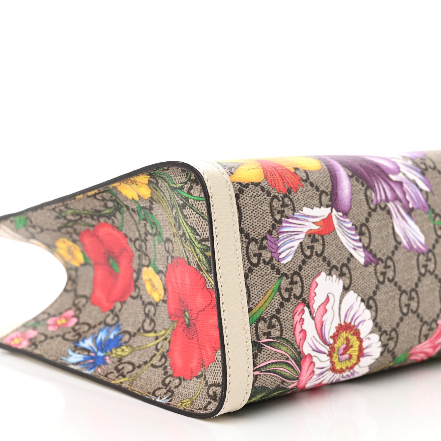 Gucci GG Supreme Monogram Flora Textured Calfskin Small Padlock Tote Beige Ebony Multicolor Mystic White 9 of 12