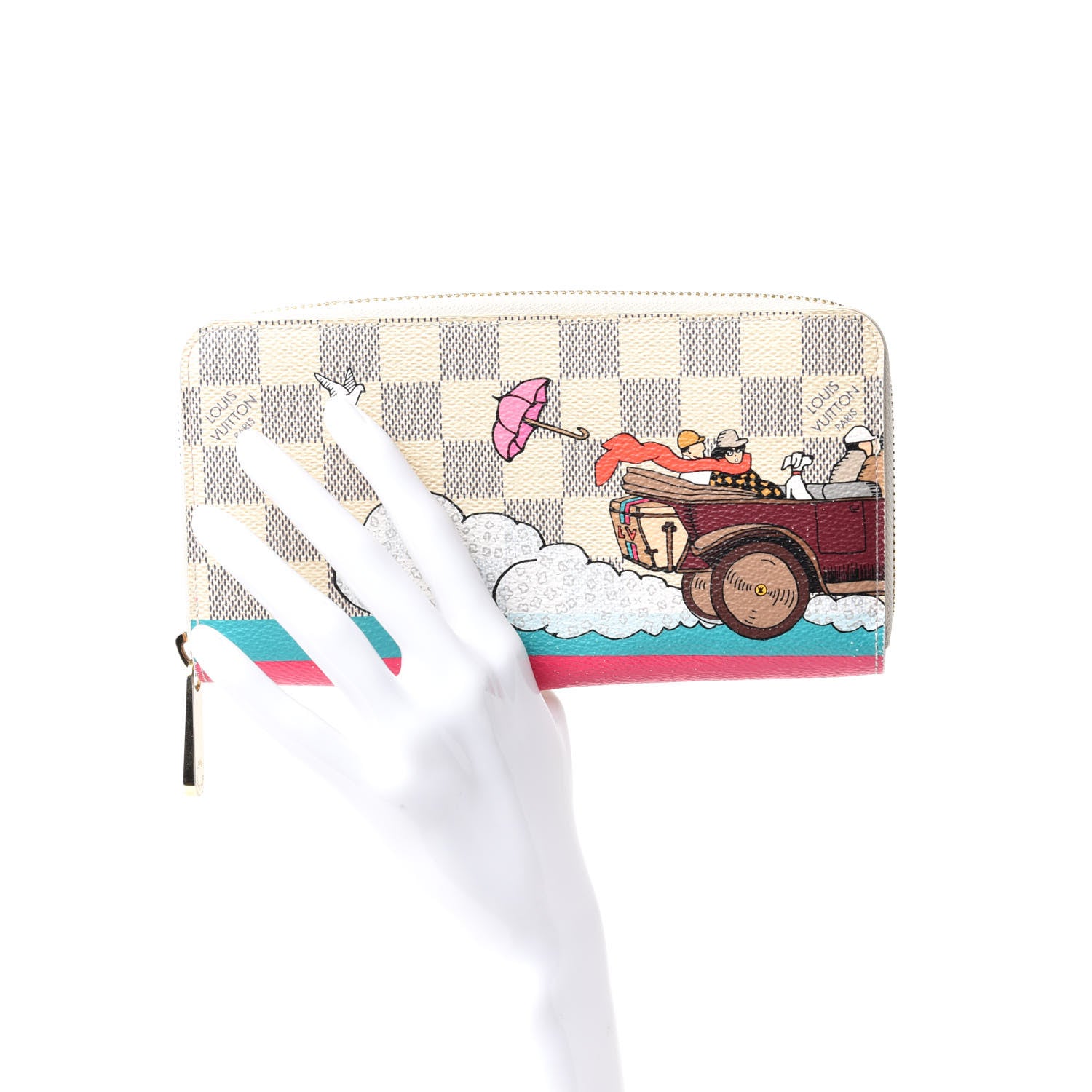 Louis Vuitton Damier Azur 2015 Christmas Animation Zippy Wallet Hibiscus 2 of 7