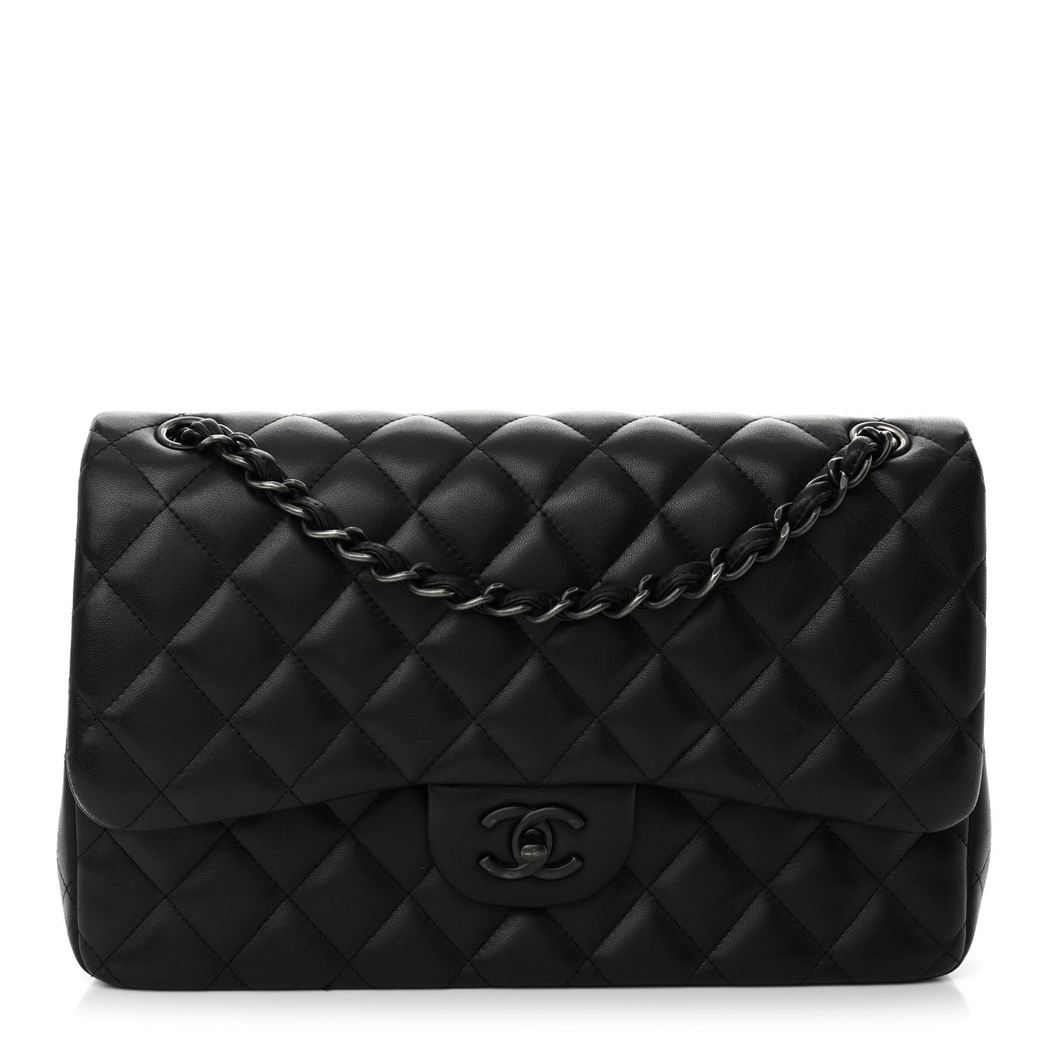 Chanel Lambskin Quilted Jumbo Double Flap So Black 1 of 16