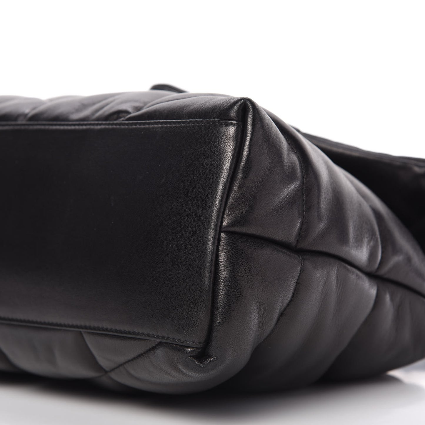 Lambskin Quilted Medium Loulou Puffer Monogram Chain Satchel Black
