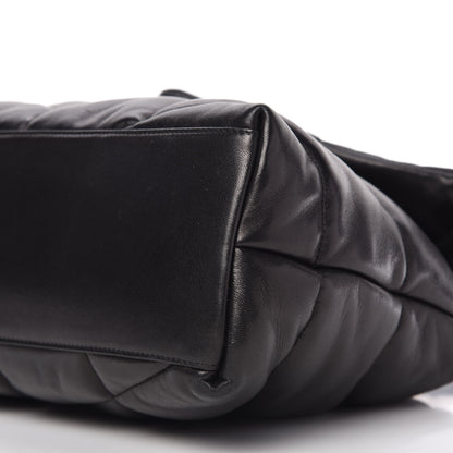 Saint Laurent Lambskin Quilted Medium Loulou Puffer Monogram Chain Satchel Black 7 of 10