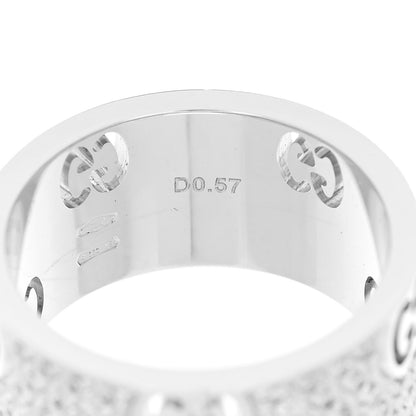 Gucci 18K White Gold Diamond Wide Icon Stardust Band Ring 50 5.5 5 of 7